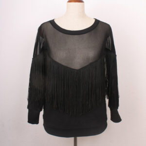 transparenter Fransenpullover