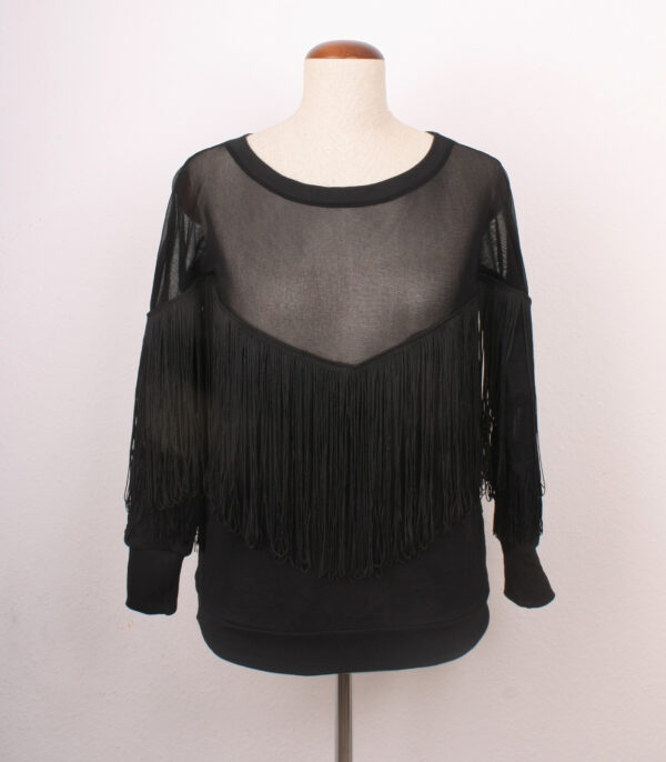 transparenter Fransenpullover
